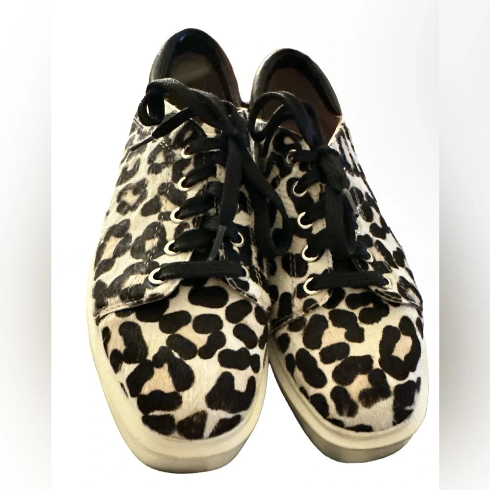 Linea Paolo Kendra Platform Sneaker Real Calf Hair Lace Up Shoes